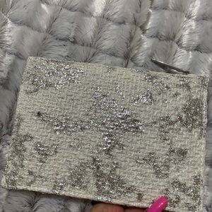 Elegant Silver and White Mac Makeup pouch Clutch